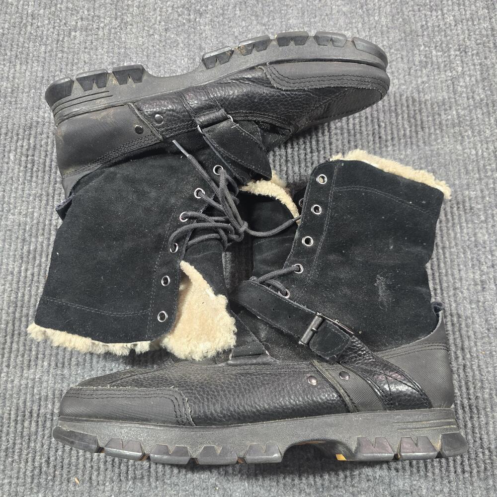 Polo Ralph Lauren Ranger Mid Boots Mens Size 10 Black Shearling Lined Snow